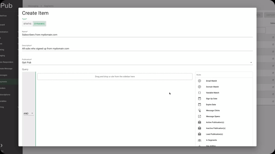 dynamic segments domain query
