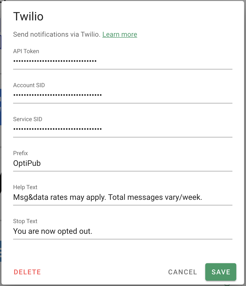 OptiPub Twilio Integration