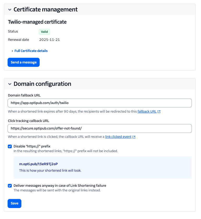 Twilio Link Shortening