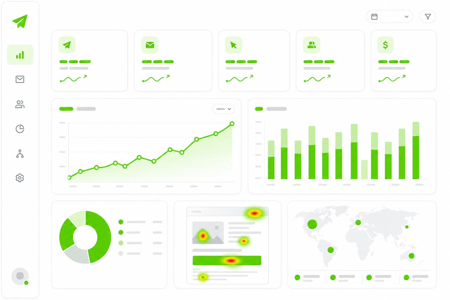 Email analytics dashboard — advanced reporting with charts, KPIs, and campaign performance metrics