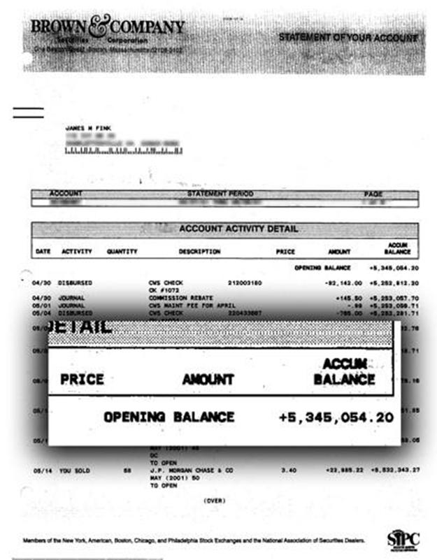 Brown&Company statement: Account Balance +5,345